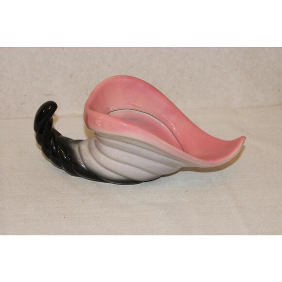 Vintage Hull Pottery Pink and Black Cornucopia Planter - Picture 1 of 5